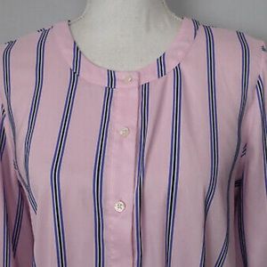 Ann Taylor Women’s 3/4 Sleeve Light Pink Front Button Blouse with Stripe Pattern